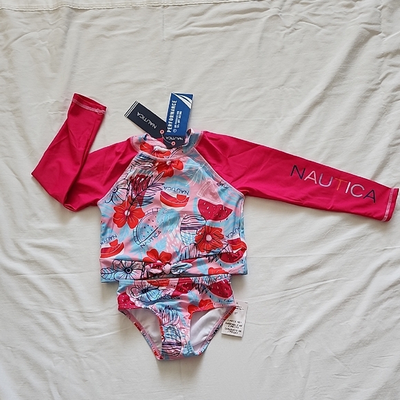 Nautica Other - Nautica Kids Pink and Blue Floral Rashguard Set